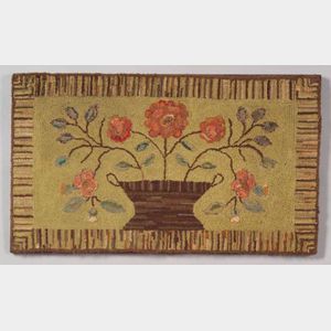 Wool and Cotton Urn of Flowers Hooked Rug