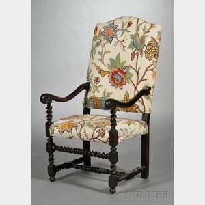 Flemish Baroque Crewelwork Upholstered Armchair
