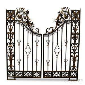 Two Large Cast and Wrought Iron Gates