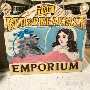 Paint-decorated Wood "The Bed & Breakfast Emporium" Trade Sign