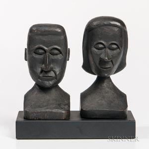 Small Carved Pair of Busts