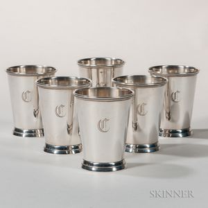 Six Graff, Washbourne & Dunn Sterling Silver Julep Cups