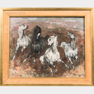 Denis Holeget (Italian, 20th Century) White Horses