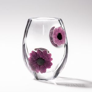 Daum Purple Flower Blossom Vase