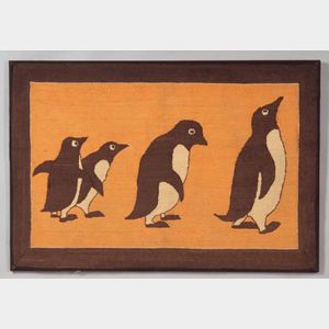 Cotton Hooked Picture Mat with Penguins