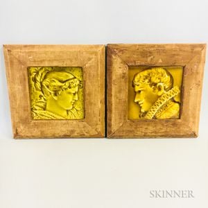 Two Framed Trenton Tile Co. Portrait Tiles