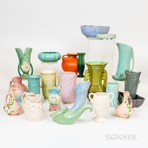 Twenty-three Art Pottery Vases, Pitchers, and Planters