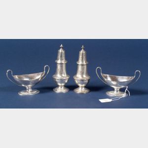 Set of Four Silver Open Salts and Four Silver Casters