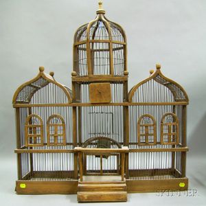 Wood and Wire Capital-type Building Birdcage