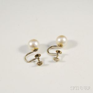 14kt White Gold and Cultured Pearl Earrings