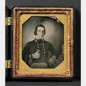 Sixth Plate Daguerreotype Portrait of a Man Wearing a Naval Uniform