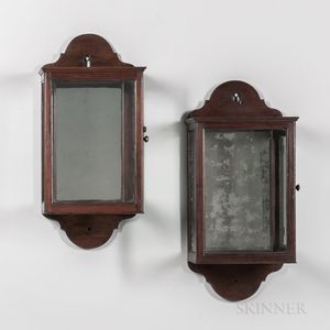 Pair of Mirrored Mahogany Light Boxes