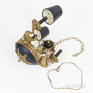 Empire-style Brass-mounted Three-light Chandelier