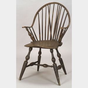 Grain-Painted Windsor Continuous Arm Braced Bow-back Chair