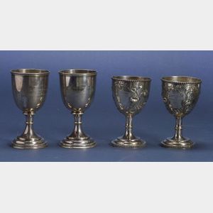 Two Pairs of Coin Silver Goblets