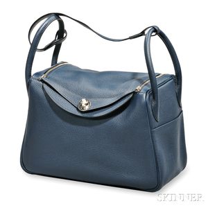 Blue Leather "Lindy" Bag, Hermes