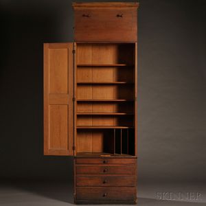 Shaker Pine Schoolhouse Cupboard and Case of Drawers
