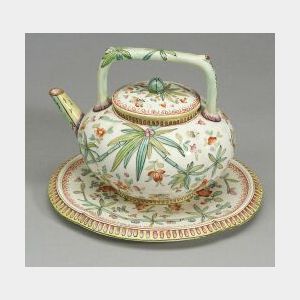 Wedgwood Queen&#39;s Ware Tea Kettle, Cover, and Stand