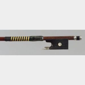 French Silver Mounted Violin Bow, School of Vigneron