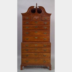 Chippendale Cherry Carved Scroll-top Chest-on-chest