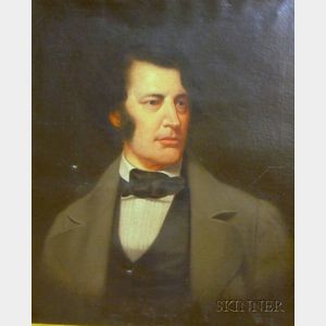 Framed American School Oil on Canvas Portrait of a Gentleman Purported to be Charles Sumner