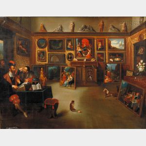 Michele Cortazzi (Italian, b. 1800) After Cornelis De Bailleur (Flemish, 1607-1671) A Royal Picture Gallery