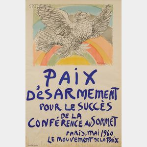 Pablo Picasso (Spanish, 1881-1973) Paix desarmement pour le succes de la conference au Sommet, Paris, Mai 1960...