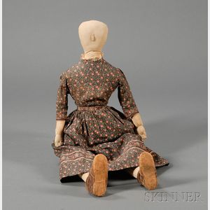 Stuffed Cotton Folk Art Doll