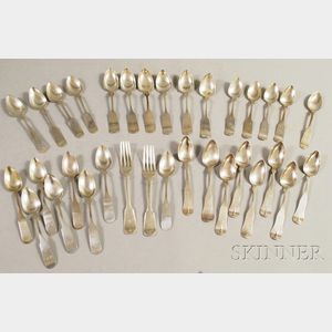 Group of Approximately Thirty-one Mostly Coin Silver Spoons