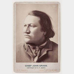 Framed Cabinet Card Photograph of "Chief John Grass" by D.F. Barry