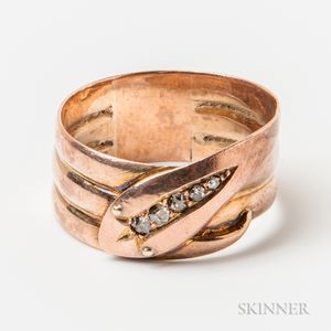 9kt Gold and Rose-cut Diamond Snake Ring