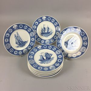 Set of Twelve Wedgwood Dinner Plates Commemorating the 150th Anniversary of the Peabody Museums