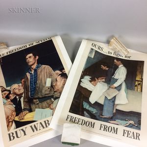 After Norman Rockwell (American, 1894-1978) Set of Four Unframed Four Freedoms War Bond Posters: Freedom from Want, Freedom of Speech,