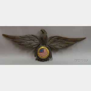 Carved and Painted Wooden "Enduring Freedom" Eagle Plaque