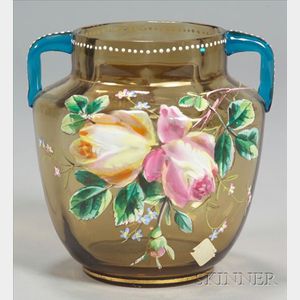 Moser Art Glass Enameled Vase