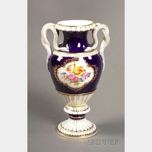 Meissen Porcelain Snake Handled Vase