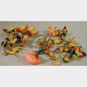 Thirty-seven Assorted Vintage Celluloid Animal and Fowl Toy Figures