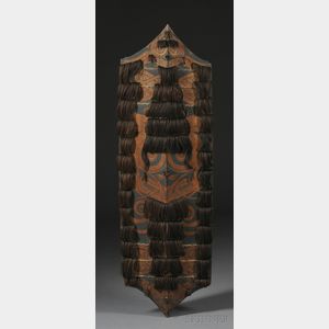 Dayak Carved and Painted Wood Shield