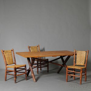 Old Hickory Table and Three Chairs