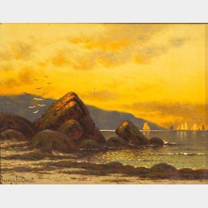 George W. Drew (New York, 1875-1968) Seascape at Sunset.