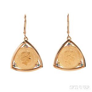 14kt Gold Coin Earrings
