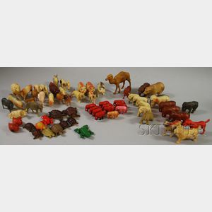 Sixty-four Vintage Celluloid Animal Toy Figures