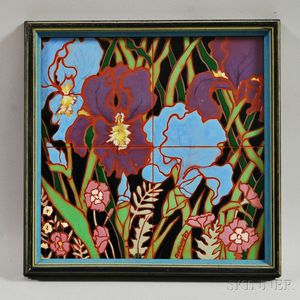 Framed Tile Floral Scene
