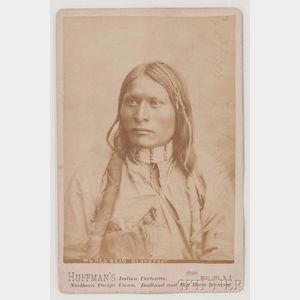 Framed Cabinet Card Photograph of Chief "Red Bead" by the Huffman Studio