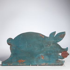 Blue-painted Pig-form Carving Board