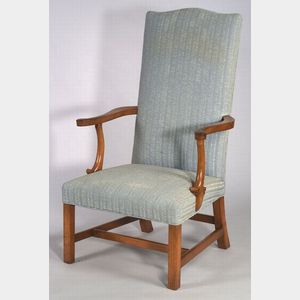 Chippendale Mahogany Upholstered Lolling Chair
