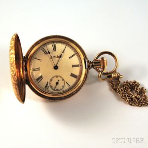 14kt Gold Waltham/American Watch Co. Hunting Case Pocket Watch on Chain