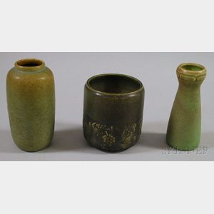 Three Rookwood Pottery Matte Green and Moss Vases