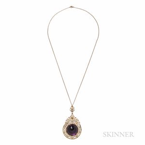 Antique Gold and Amethyst Pendant