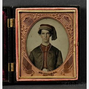 Sixth Plate Ambrotype Portrait of a Union Zouave Soldier
